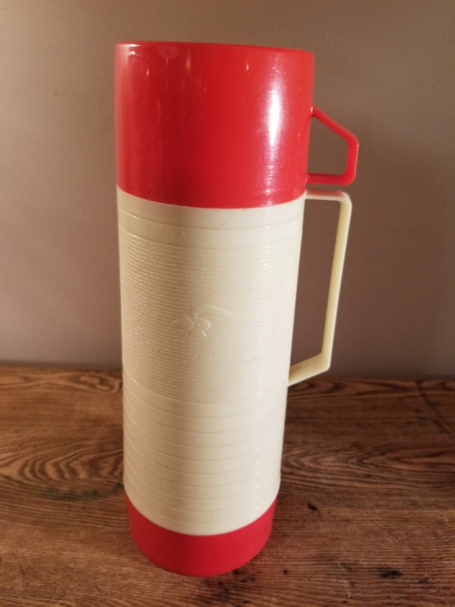 Aladdin Thermos Vintage Aladdin Thermos Red & Beige Etsy