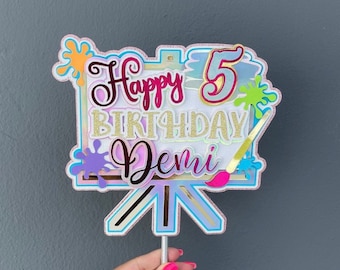 Personalized Paint Birthday Cake Topper: Art Party Decor