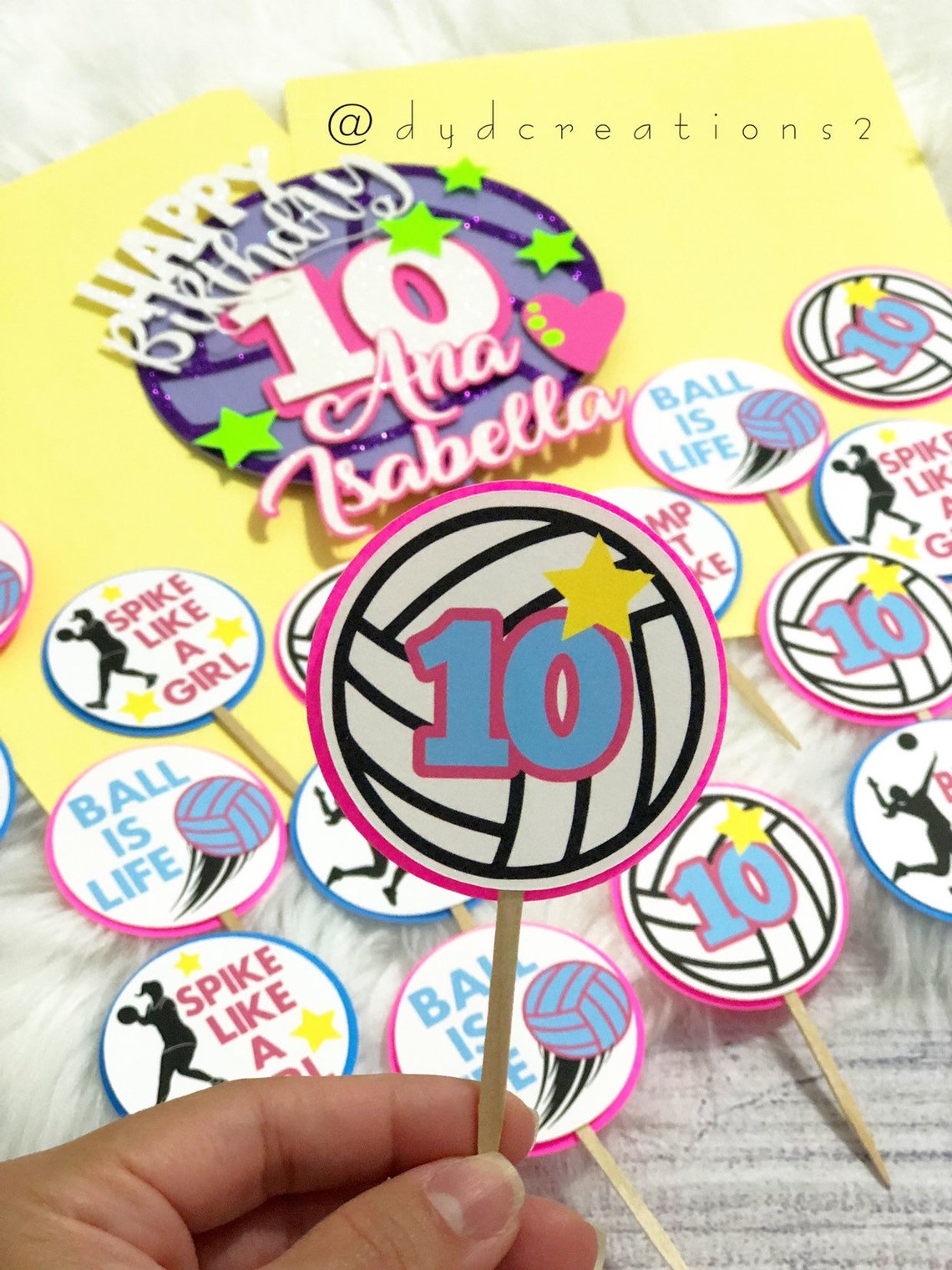 Volleyball Cake Topper Volleyball Cupcake Toppers Etsy
