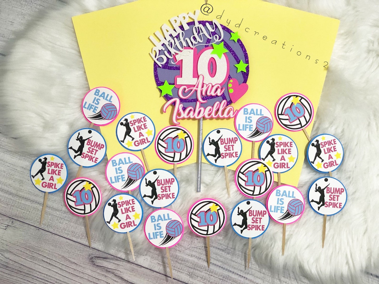 Volleyball Cake Topper Volleyball Cupcake Toppers Etsy