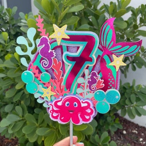 Mermaid Cake Topper: Personalized Glitter Party Decor