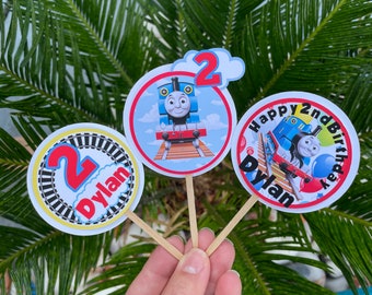 Personalized Thomas Train Cake/Cupcake Toppers: Birthday Party Decor