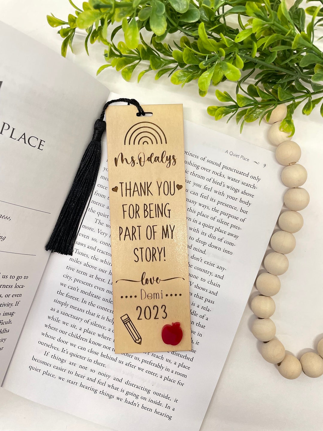 Personalized Wood Teacher Bookmark With Tassel - Etsy