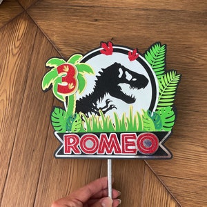 Personalized Dinosaur Birthday Cake Topper: Jurassic Party Decor