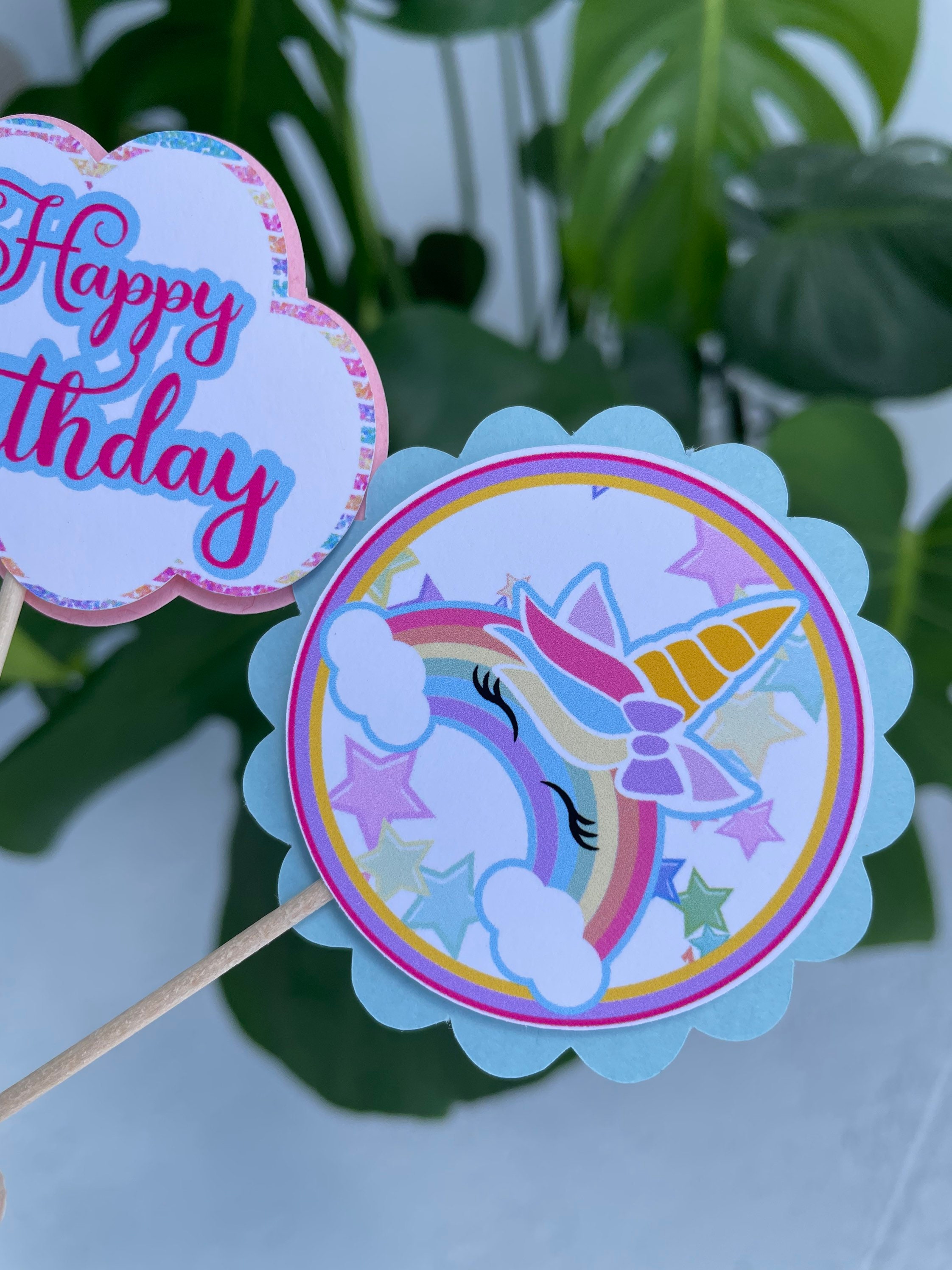 Unicorn Cake Topper Unicorn Cupcake Toppers Unicorn Etsy