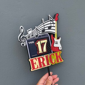 Personalized Guitar Cake Topper | Electric Guitar Decor | Musician Cake Topper