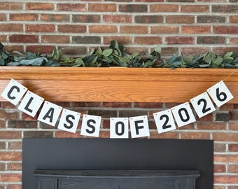 Class of 2026 Banner | Black White Graduation Decor | Minimalist Party Garland