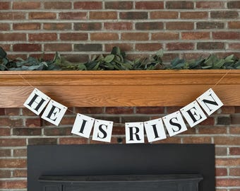 He Is Risen Easter Banner - Modern Farmhouse Spring Decor
