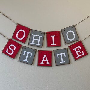 Ohio State Banner Garland Bunting Sign Football Fan Decoration Photo Prop Buckeyes