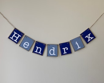 Baby Boy Personalized Name Banner Distressed Farmhouse Shower Nursery Photo Shoot Decor