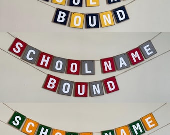 Personalized College Bound Banner | Custom Graduation Garland | College Prep Party Decor | School Colors | Grad Celebration Sign