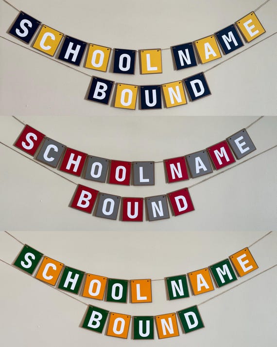 Personalized College Bound Banner | Custom Graduation Garland | College Prep Party Decor | School Colors | Grad Celebration Sign