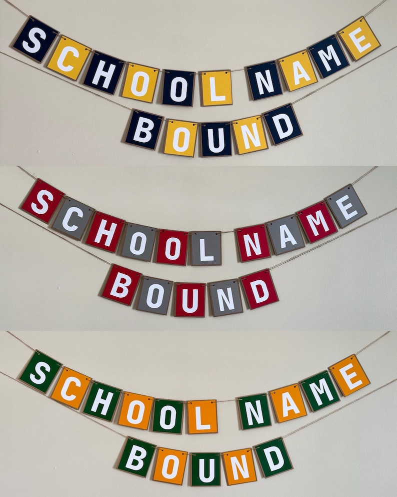 Personalized College Bound Banner | Custom Graduation Garland | College Prep Party Decor | School Colors | Grad Celebration Sign bild 1