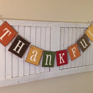 Thankful Banner Fall Colors Farmhouse Garland Bunting Sign Distressed Thanksgiving Photo Prop