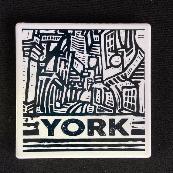 SHAMBLES YORK glossy, ceramic, cork backed coaster