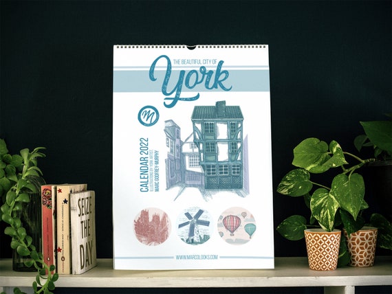A3 Illustrated York Calendar 2022 - featuring the Little Shambles, York Minster, York Races and More