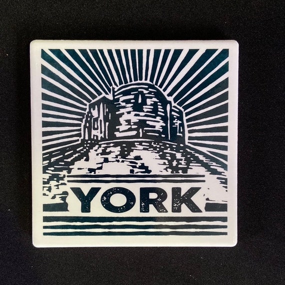 CLIFFORDS TOWER glossy, ceramic, cork backed coaster