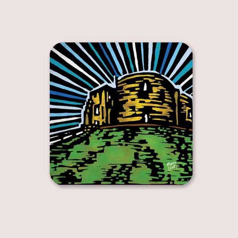 CLIFFORDS TOWER Coaster Wooden, Glossy, Drinks Mat Coaster of the York castle, hand printed and designed in York UK image 1