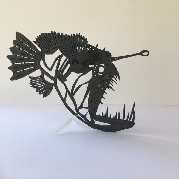 Anglerfish Wood Silhouette Sculpture