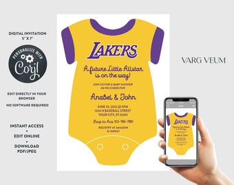 lakers baby shower invitations