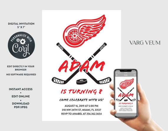 Detroit Red Wings Digital Birthday Invitation | Etsy