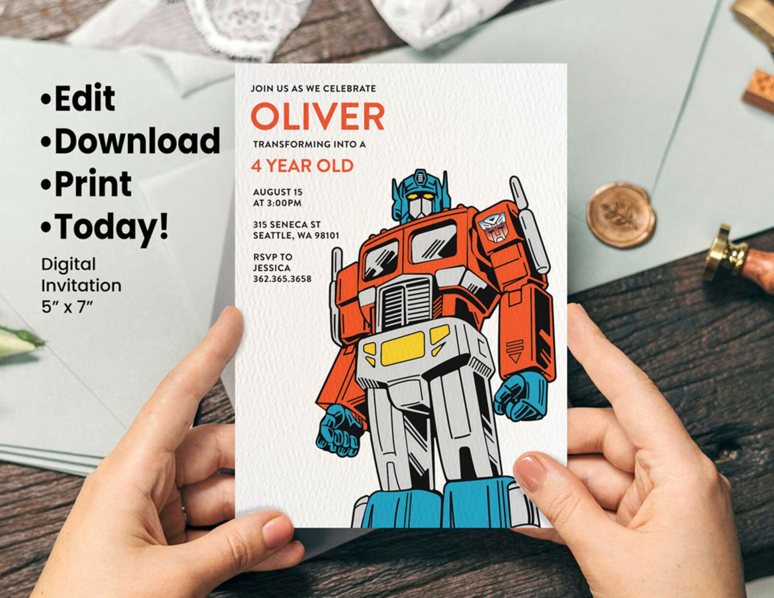 Transformers Birthday Invitation, Optimus Prime Invitation, Robot ...
