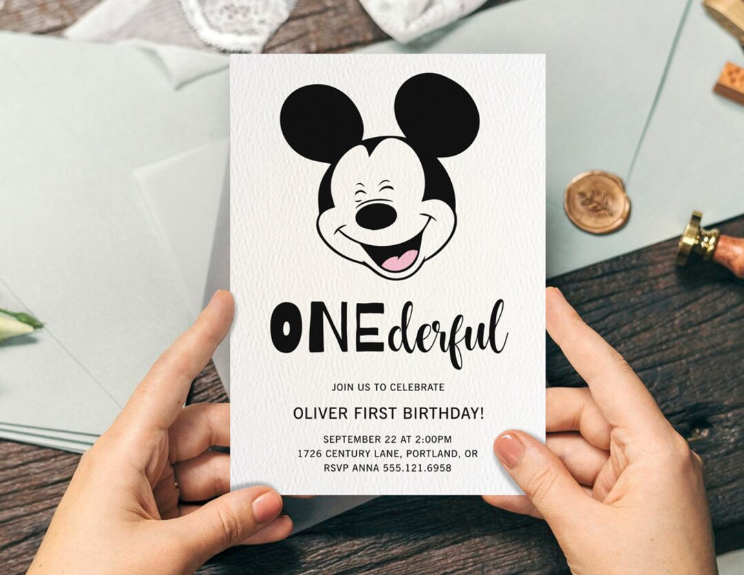 Mickey Mouse 1st Birthday Invitation Mickey Mouse Thank You - Etsy ...