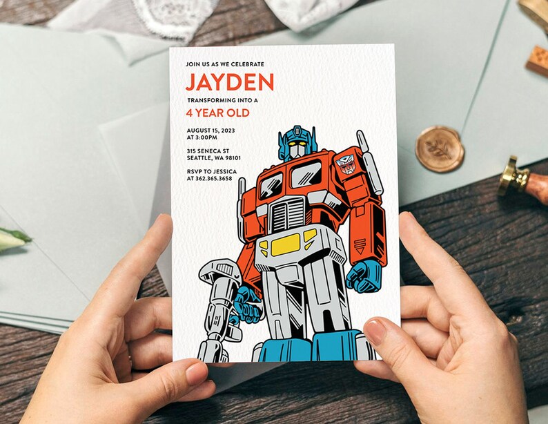 Transformers Birthday Invitation Optimus Prime Invitation - Etsy