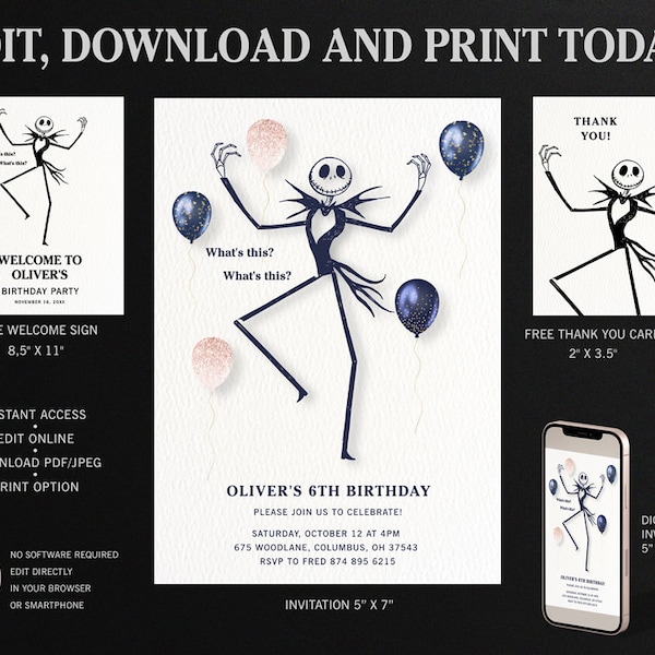 Jack Skellington Birthday Invitation - Etsy