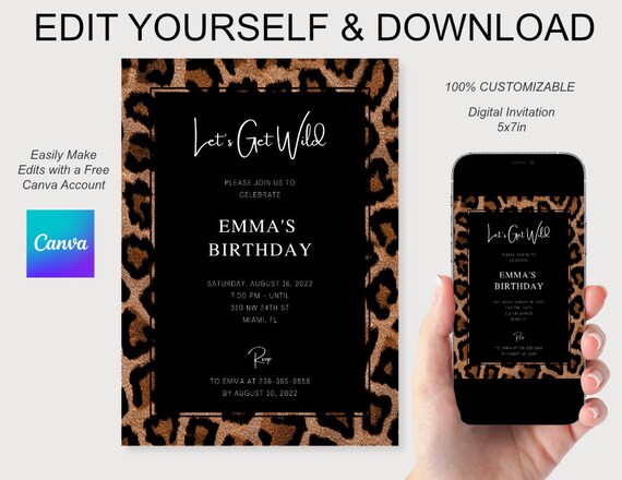 Leopard Print Birthday Invitation Let #39 s Get WildEtsy
