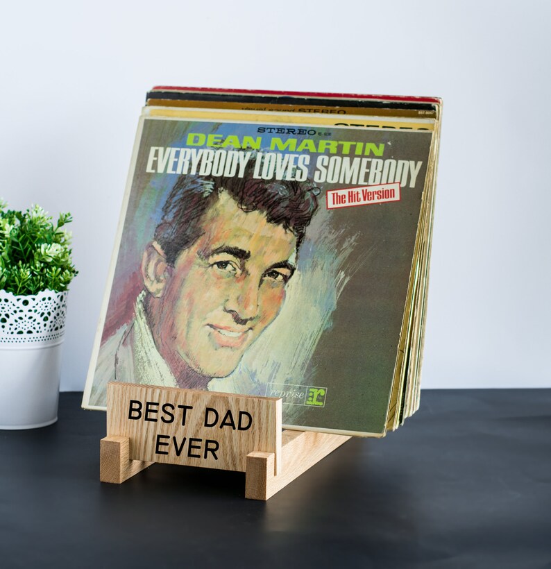 Family Fathers Day Gift from Daughter Unique Gift for Fathers Day from Son Wife Personalized Vinyl Record Storage with Best Dad Ever