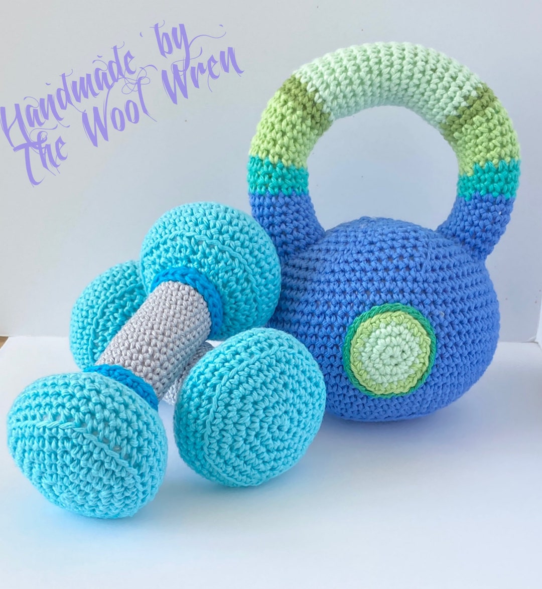 Handmade New Baby Gift Baby Kettlebell & Rattle Dumbbells / Etsy UK