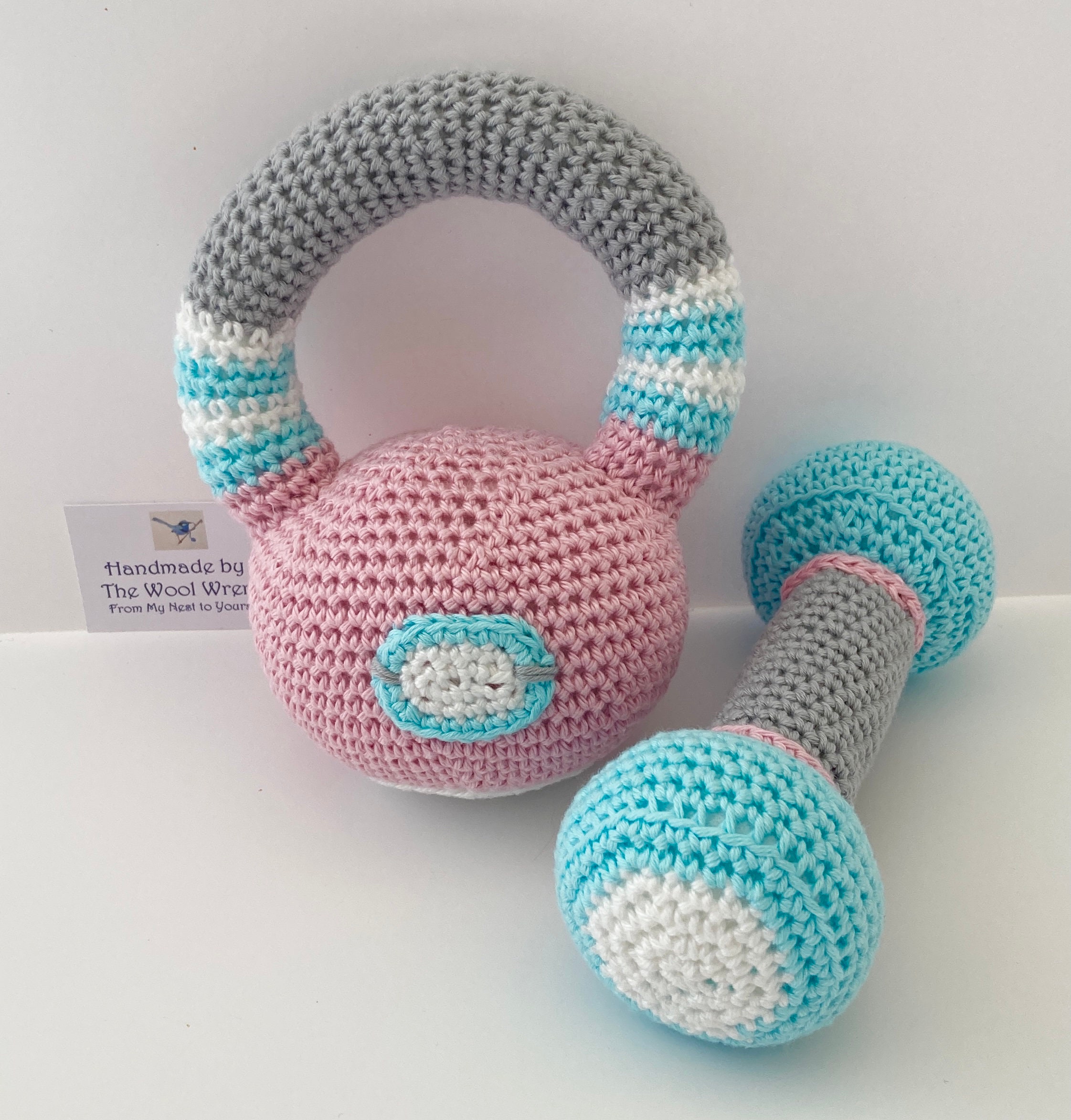 Handmade New Baby Gift Baby Kettlebell & Rattle Dumbbells / Etsy UK
