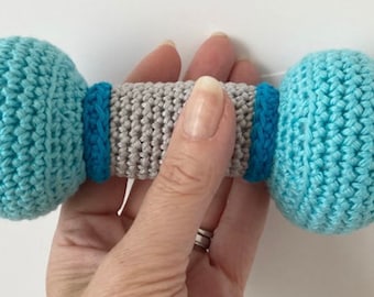 Baby Dumbbell Digital PDF Crochet Pattern, Baby Dumbbell Rattle, PDF Pattern, Crochet Pattern