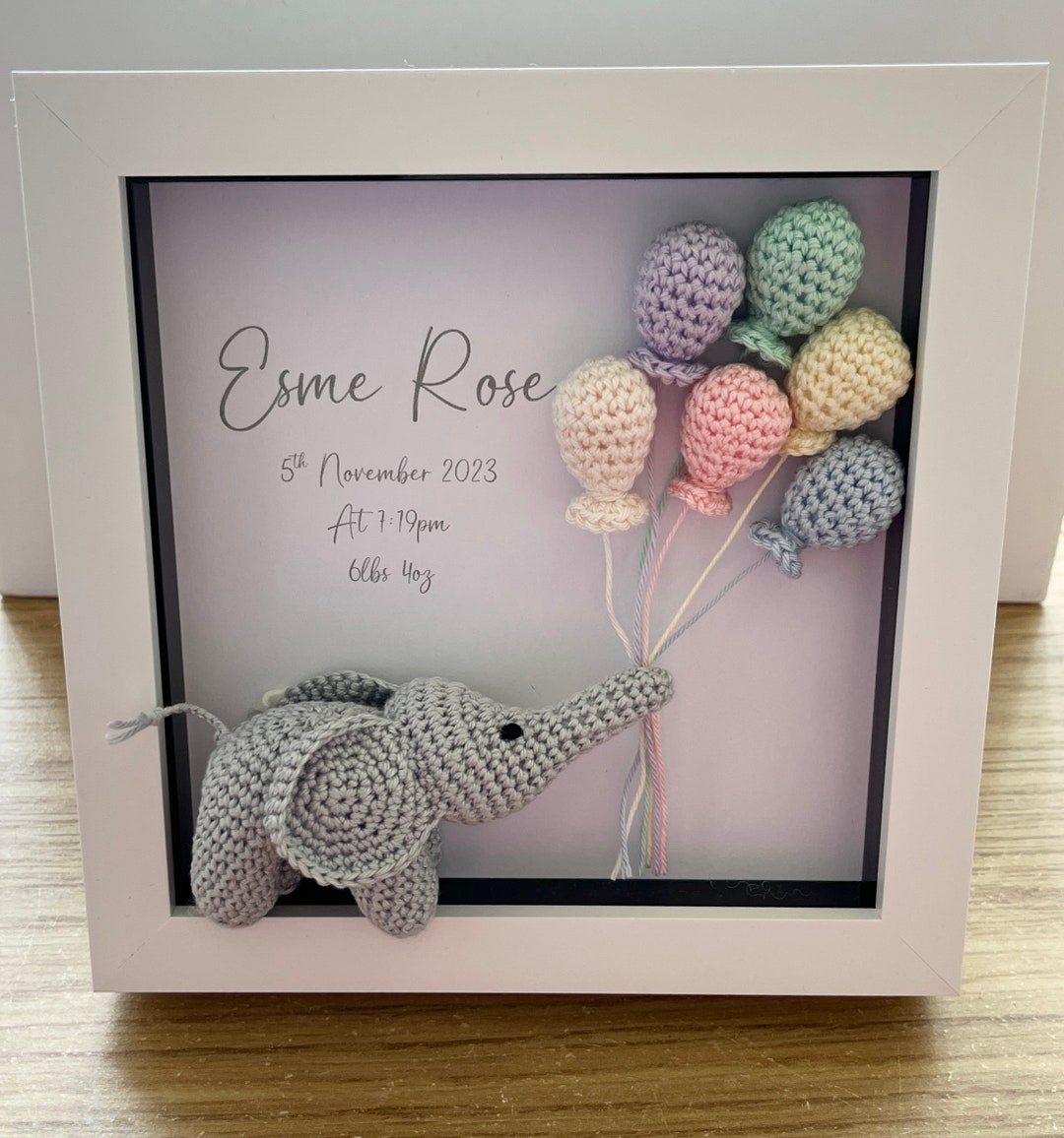 New Baby or Birthday Gift Personalised 3D New Baby Box Frame, Nursery