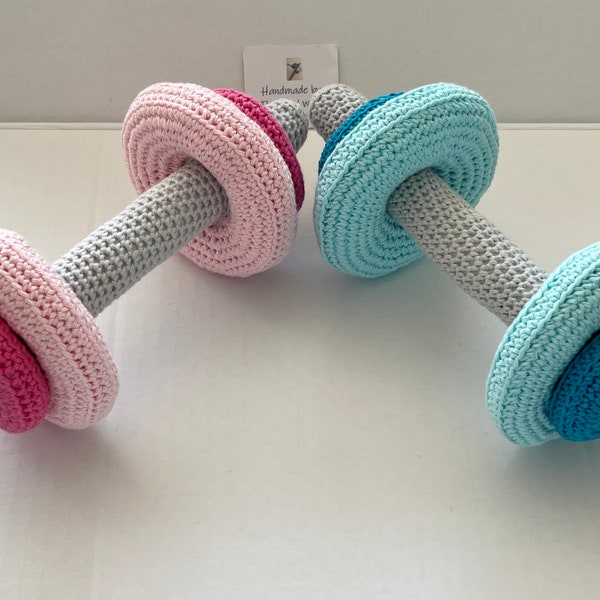 Baby Barbell (set van 5 stuks) en Hoofdband Digitaal PDF Haakpatroon. Geweldig nieuw baby-/babyshowercadeau