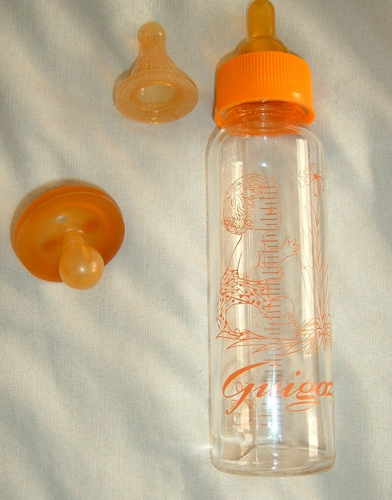 Adult baby set vintage glass bottle with 2 different teats Etsy