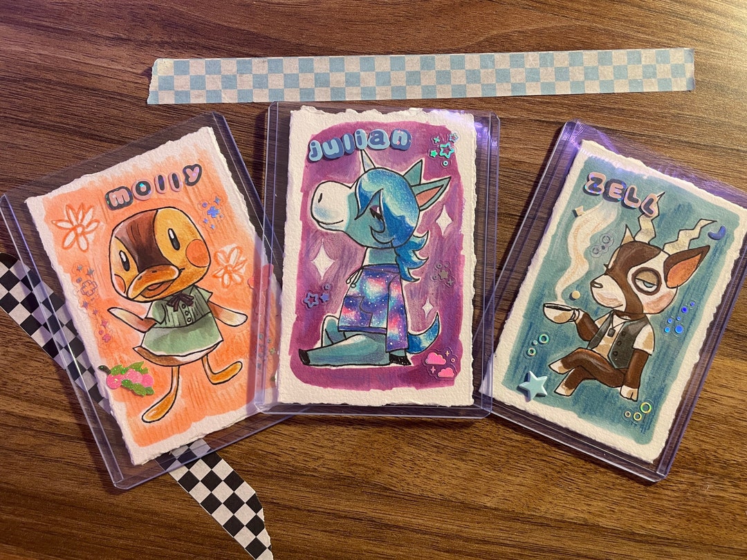 Acnh Amiibo Card Handillustrated Any Character Etsy