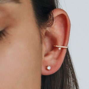 Ear Cuff 18k Gold Vermeil White CZ Ear Cuff Gold Ear Cuff White Stone Ear Cuff Stack Layering Stacking image 1