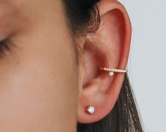 Ear Cuff - 18k Gold Vermeil - White CZ Ear Cuff - Gold Ear Cuff - White Stone Ear Cuff - Stack - Layering - Stacking