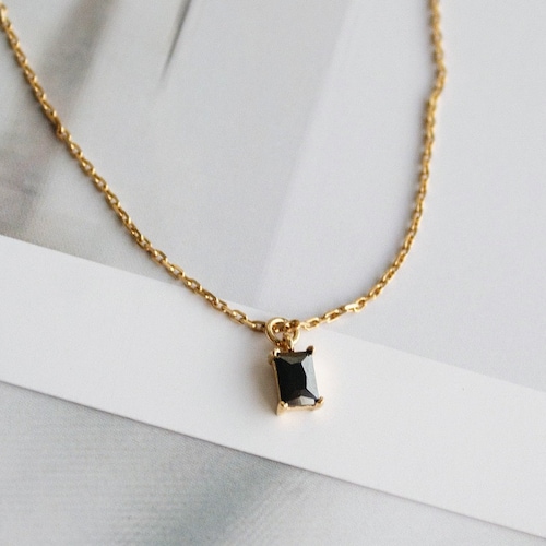 Black Onyx Pendant Necklace Rectangle Pendant Gold Etsy