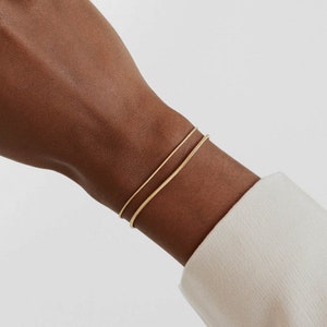 Nie verblasst - Wasserdicht - Zierliche Goldkette Armband - Gold Armband - Gold Schlangenkette Armband - Minimalist Armband - BCW20