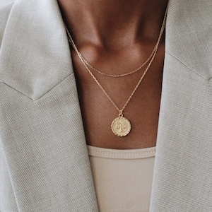 Waterproof - Libra - 18k Gold Vermeil - Libra Zodiac Necklace - Libra Constellation Necklace - Layering - Zodiac Jewelry - Libra Coin