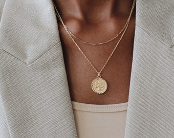 Waterproof - Libra - 18k Gold Vermeil - Libra Zodiac Necklace - Libra Constellation Necklace - Layering - Zodiac Jewelry - Libra Coin