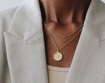 Waterproof - Virgo - 18k Gold Vermeil - Virgo Zodiac Necklace - Virgo Constellation Necklace - Layering - Zodiac Jewelry - Virgo Coin