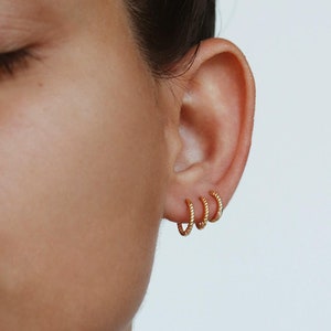 Waterproof - 18k Gold Vermeil Hoop Earrings - Gold Hoops - Stack - Gold Vermeil Hoops - Layering - Stacking - Thin Hoops - E11