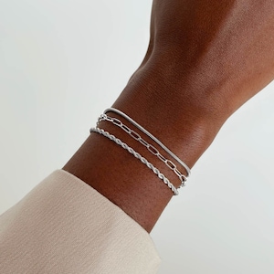 Bransoletka łańcuszkowa - Wodoodporna - Delikatna bransoletka łańcuszkowa - Bransoletka srebrna - Bransoletka ogniwowa - Bransoletka dla kobiet - BCW19 - BCW20 - BCW21