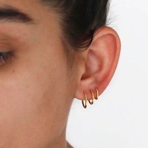 Waterproof - Huggie Hoops - Gold Hoops - Stack - 18K Gold Vermeil Hoops - Layering - Stacking - Small Hoops - 925 Silver Hoops - Thin Hoops