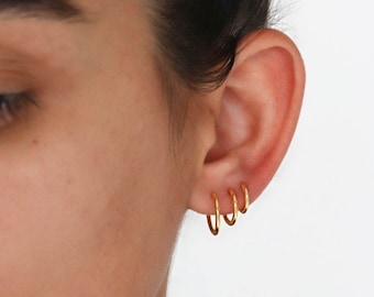 Waterproof - Huggie Hoops - Gold Hoops - Stack - 18K Gold Vermeil Hoops - Layering - Stacking - Small Hoops - 925 Silver Hoops - Thin Hoops