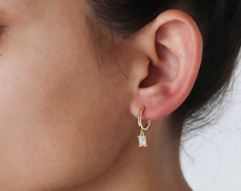 Waterproof - 18k Gold Vermeil Earrings - Gold Vermeil Hoops - Dangle Earrings - Stack - Minimalist Earrings - Layering - Stacking